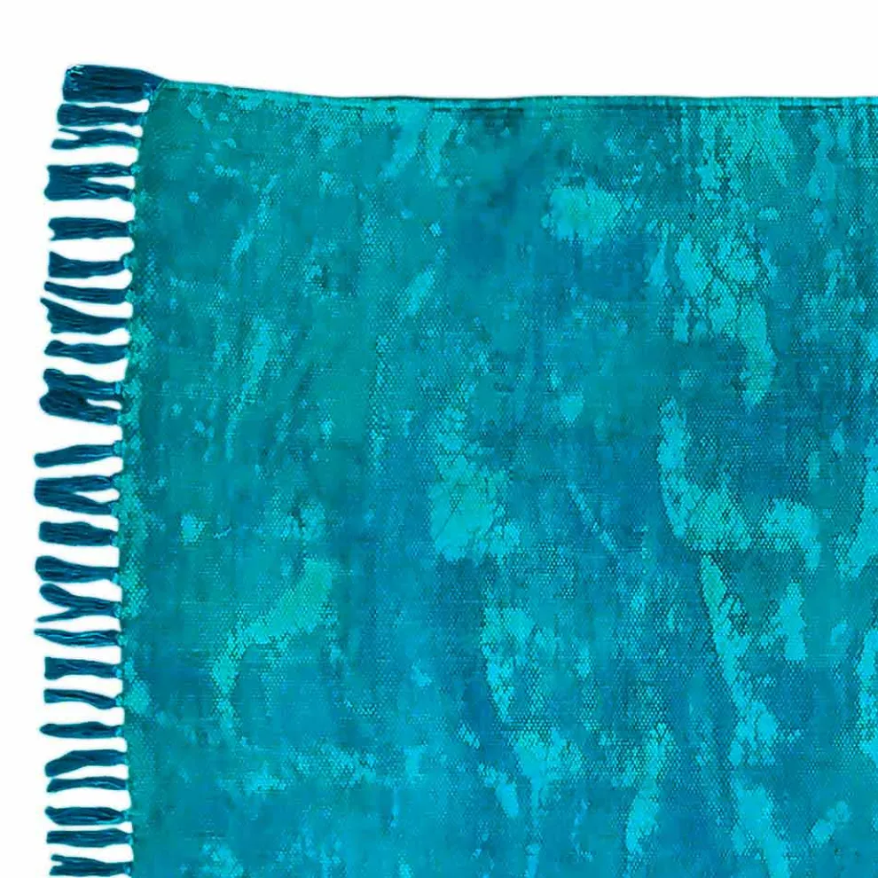 Ethnische farbige rechteckige Stoff Teppich mit Quasten - Fibraù