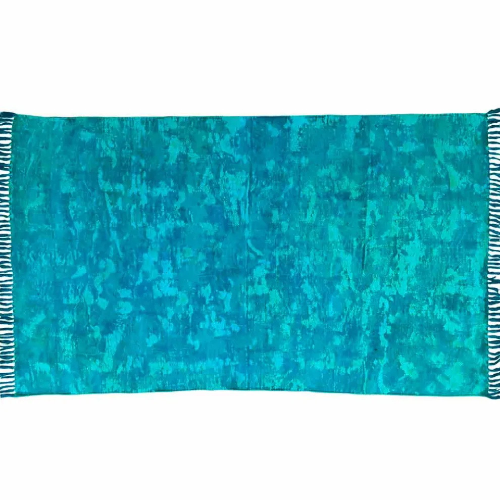 Ethnische farbige rechteckige Stoff Teppich mit Quasten - Fibraù