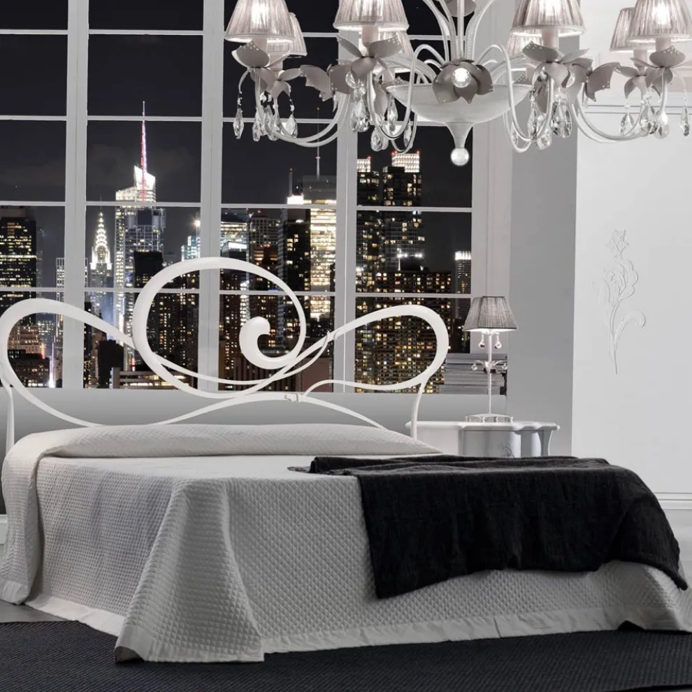 Doppelbett mit Bettrahmen aus Eisen, hergestellt in Italien – Shadow