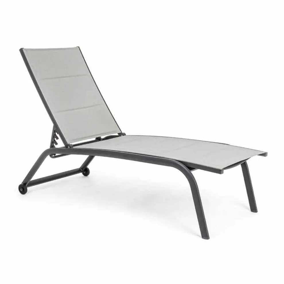 Garten Chaiselongue mit Rädern und liegender Rückenlehne, 4 Stück - Babilonia