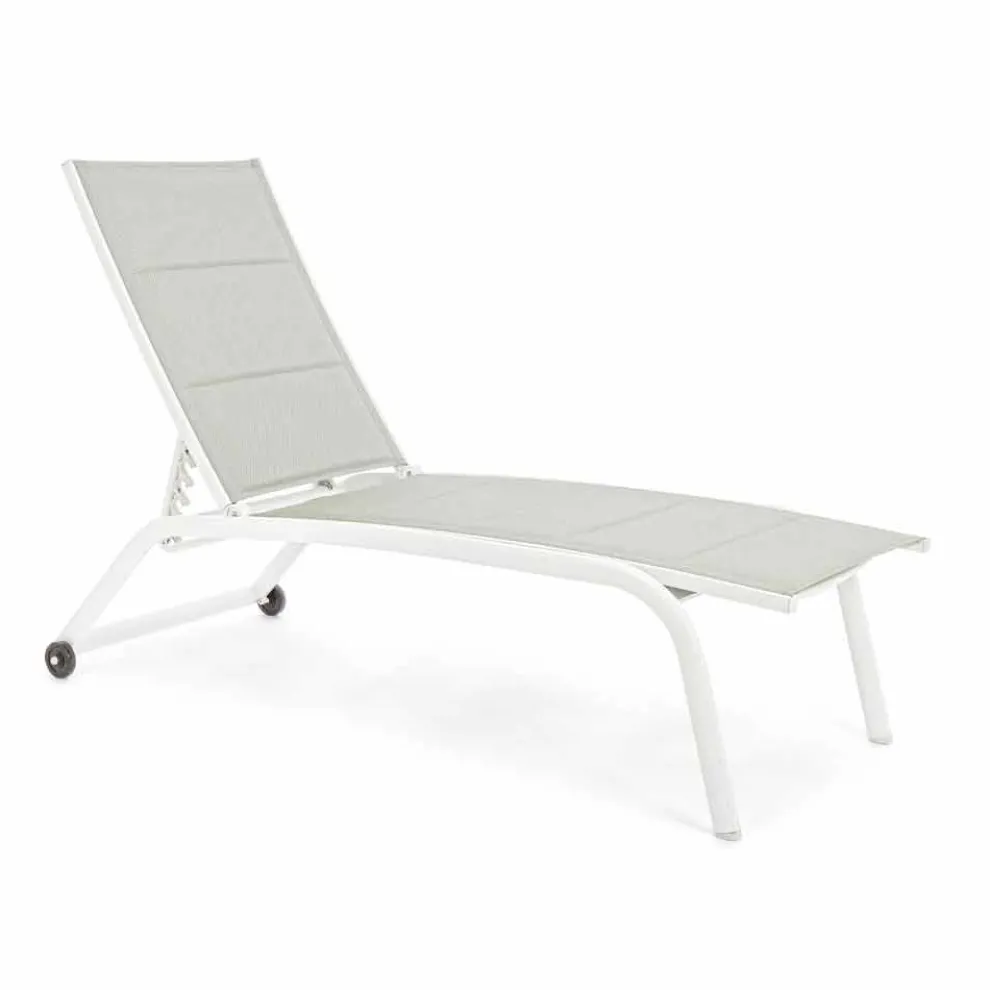 Garten Chaiselongue mit Rädern und liegender Rückenlehne, 4 Stück - Babilonia