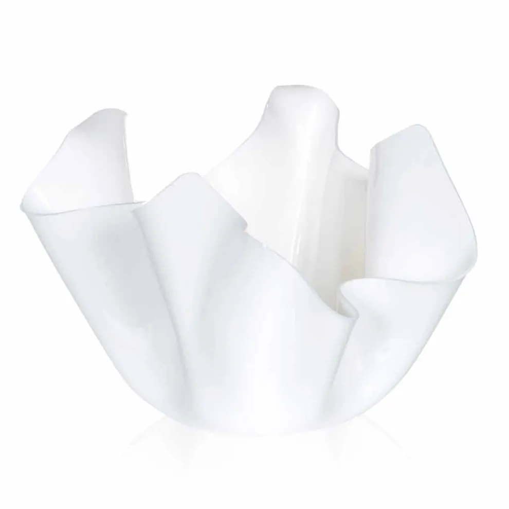 Weiße Vase für drapiertes Design im Innen- und Außenbereich Pina, hergestellt in Italien