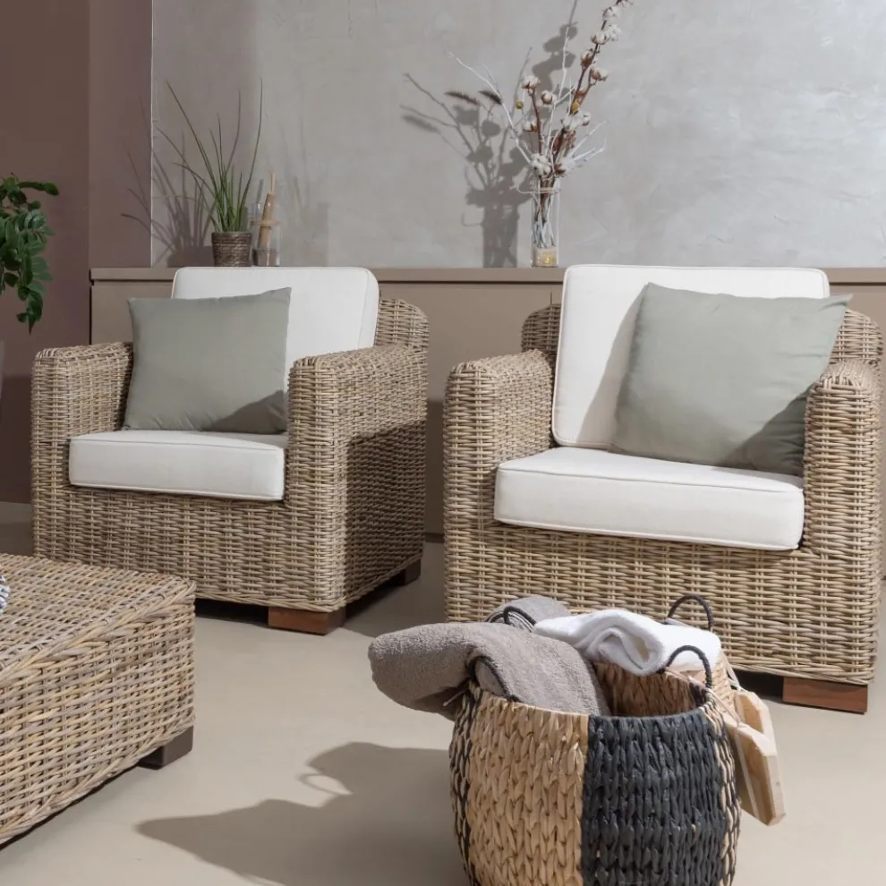 Outdoor-Sessel in grauem Kubù mit Kissen – Cerys