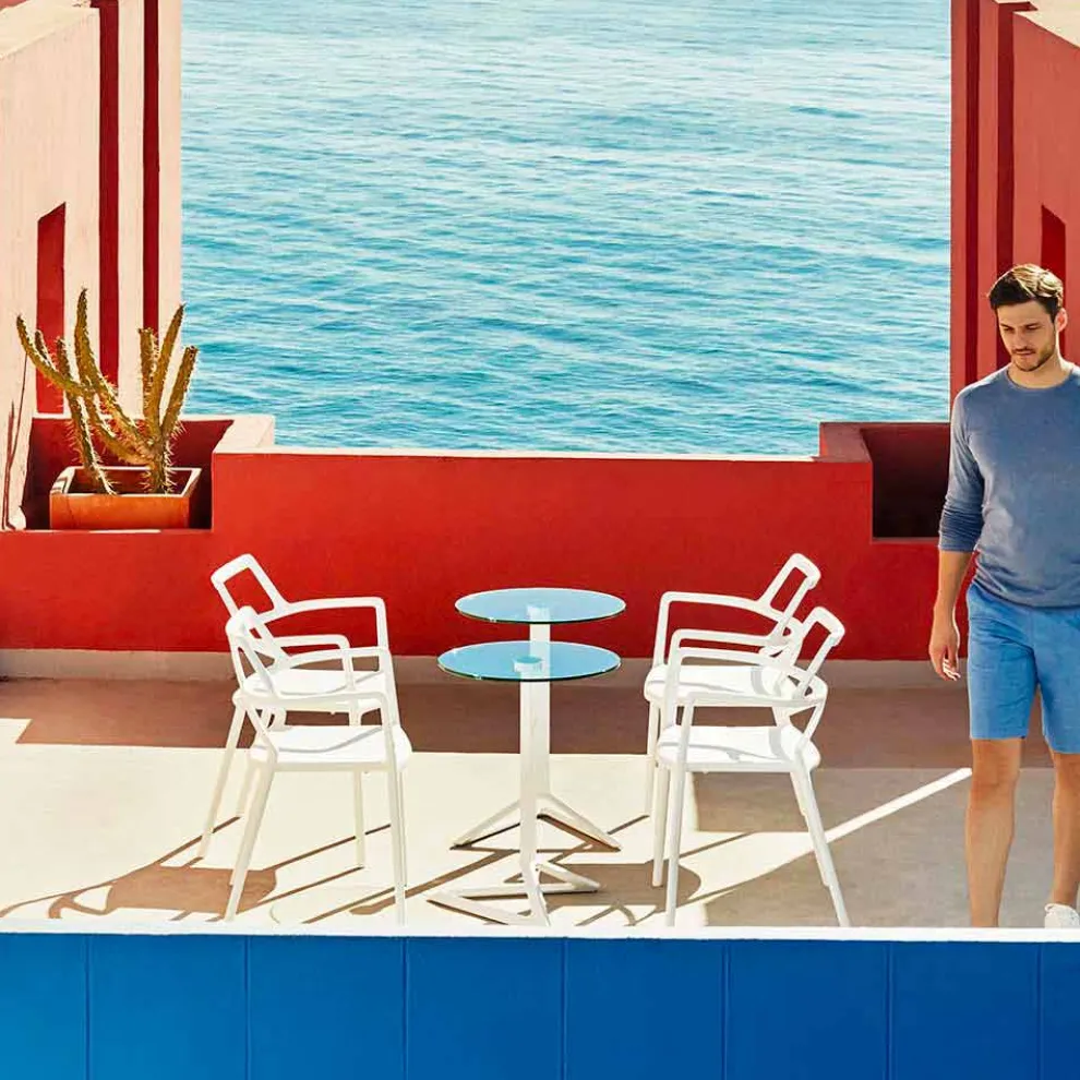 Vondom Delta Outdoor Stuhl aus Polypropylen, modernes Design, 4 Stück