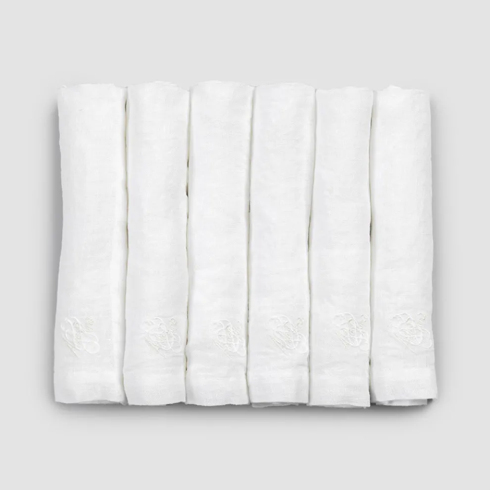 6 leichte Leinenservietten mit hochwertiger Luxusdekoration - Virtu