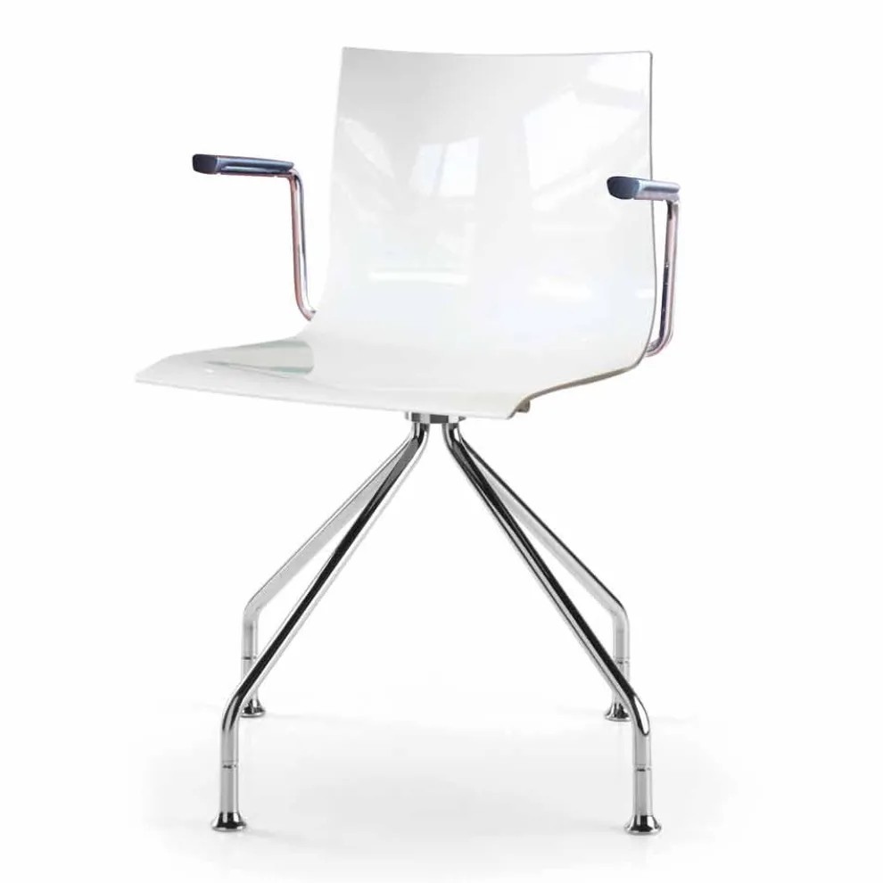 Bürostuhl mit Armlehnen aus Stahl und farbigem recyceltem Sitzdesign - Verenza