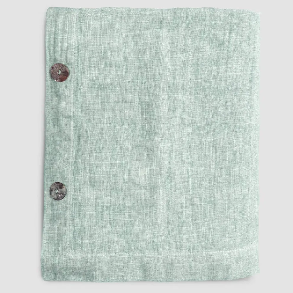 Farbige Leinentischdecke mit Knopflöchern und 12 modularen Luxusknöpfen - Mediterranea