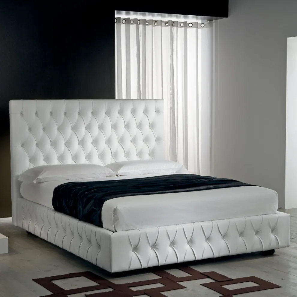 Capitonné-Doppelbett mit optionalem Stauraum Made in Italy - Sciocco