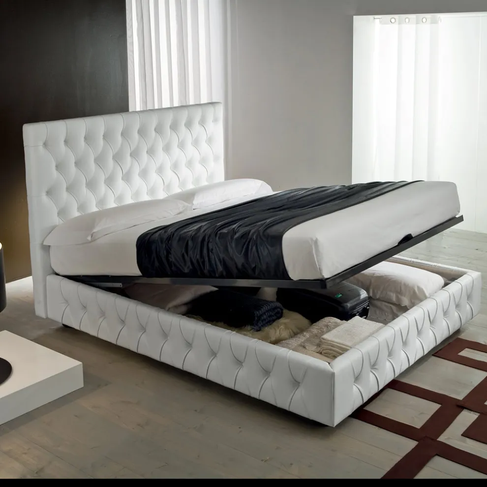 Capitonné-Doppelbett mit optionalem Stauraum Made in Italy - Sciocco