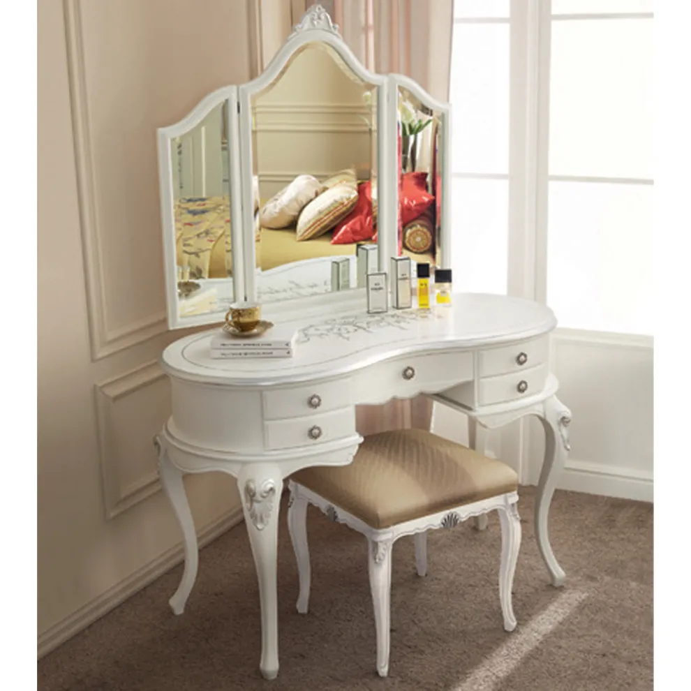 Klassischer Schminkkamm aus Holz mit Spiegel Made in Italy - Cambrige