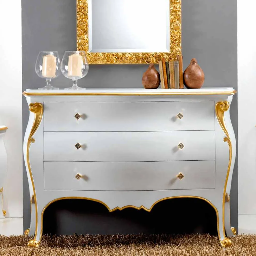 Schlafzimmer Kommode im klassischen Wohnstil mit goldenem Applikationen Bio handmade