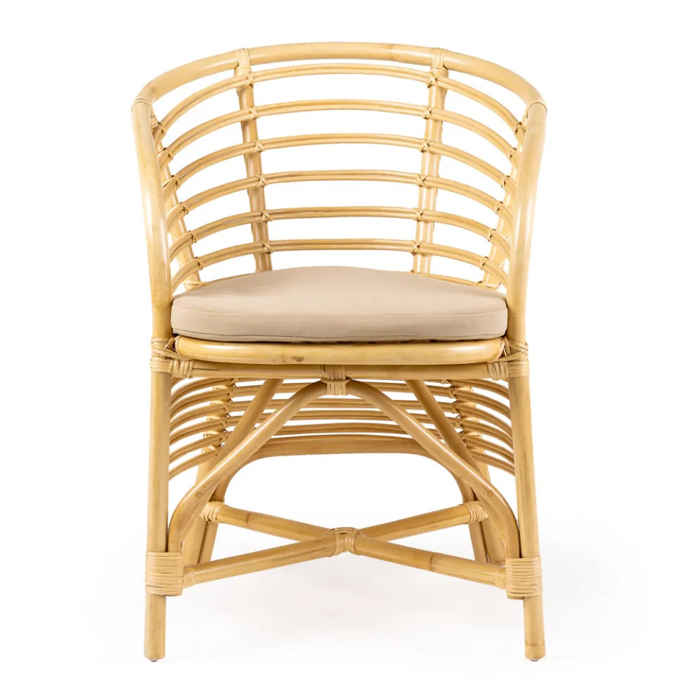 Gartensessel aus natürlichem Rattan, inklusive Kissen, - Torvi