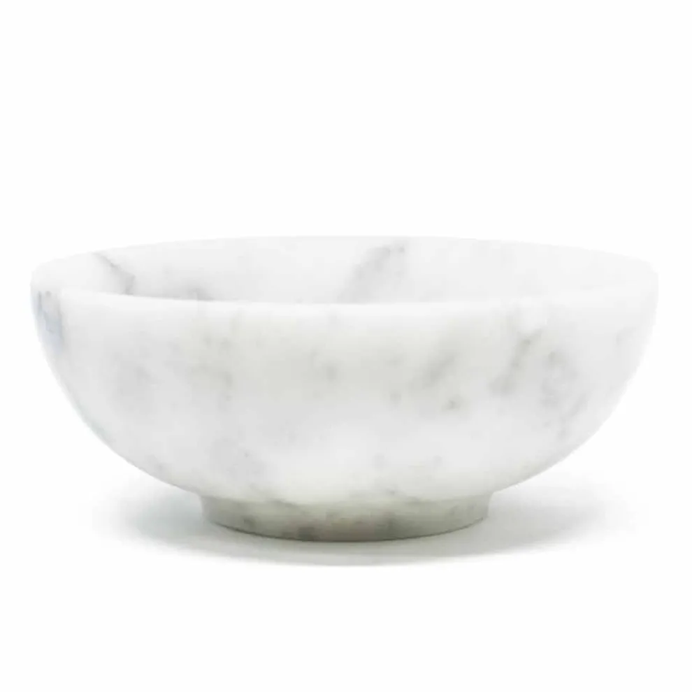 Runde Schale aus satinweißem Carrara-Marmor Made in Italy - Delly