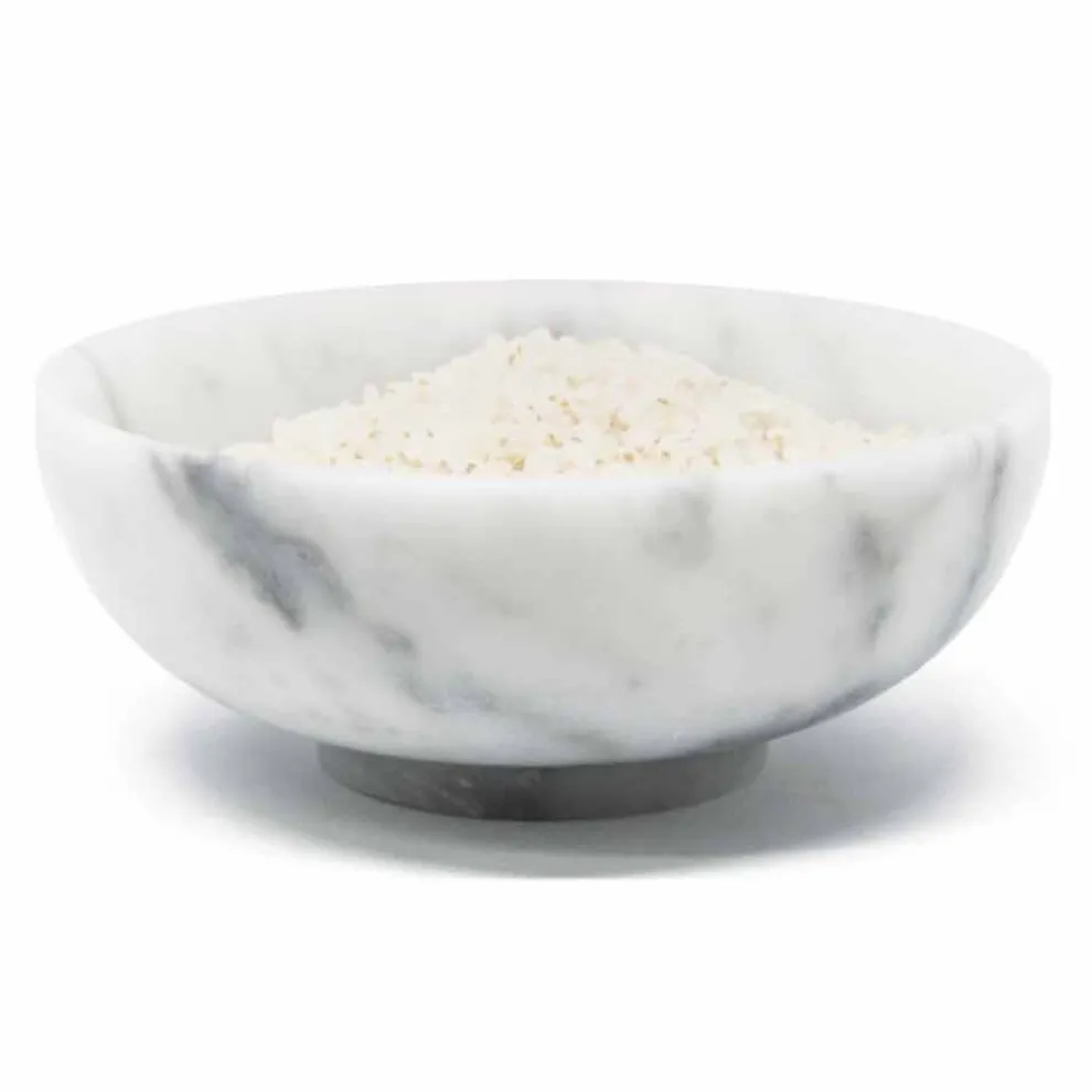 Runde Schale aus satinweißem Carrara-Marmor Made in Italy - Delly