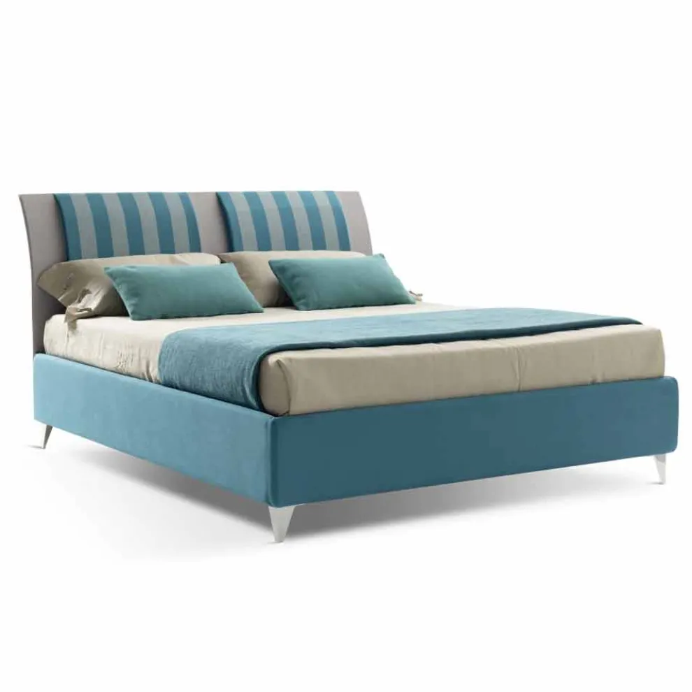 Luxus Doppelbett mit Box aus zweifarbigem Stoff Made in Italy - Gagia