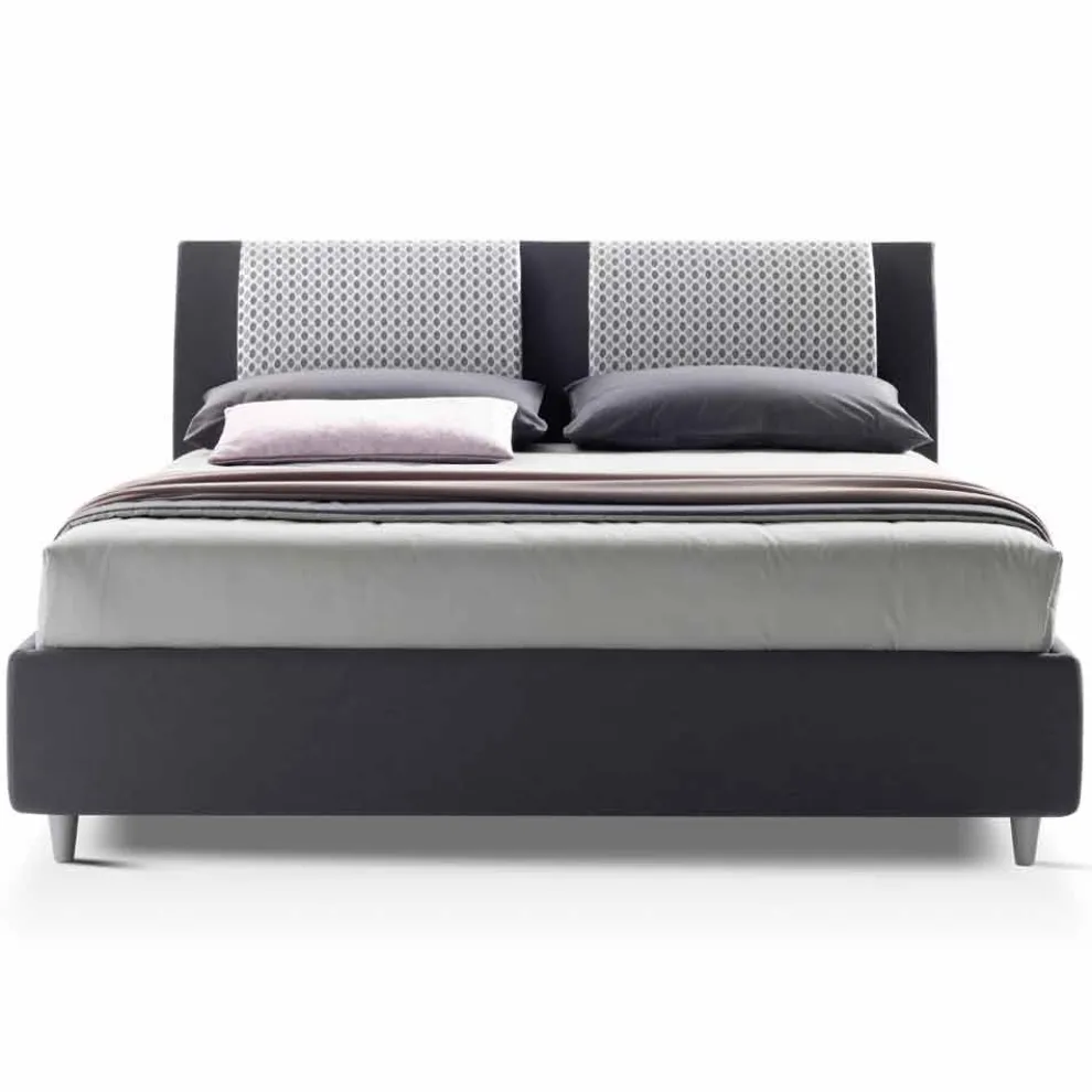 Luxus Doppelbett mit Box aus zweifarbigem Stoff Made in Italy - Gagia