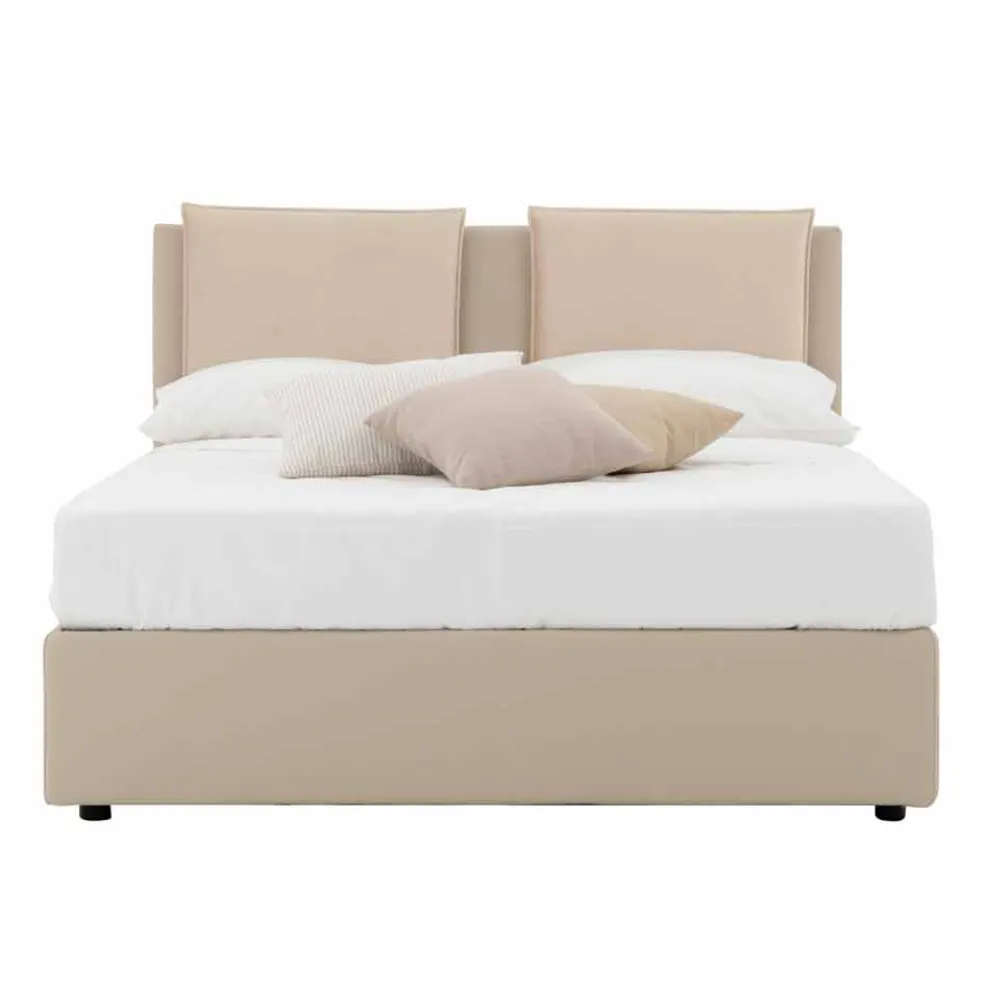 Modernes Doppelbett aus Kunstleder und Stoff Made in Italy - Zeldo