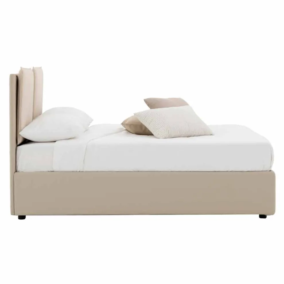 Modernes Doppelbett aus Kunstleder und Stoff Made in Italy - Zeldo