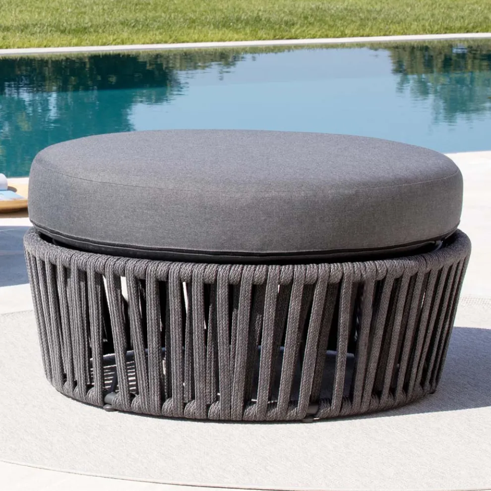 Gartenhocker aus Stahl und Seilkissen inklusive Made in Italy - Bronn