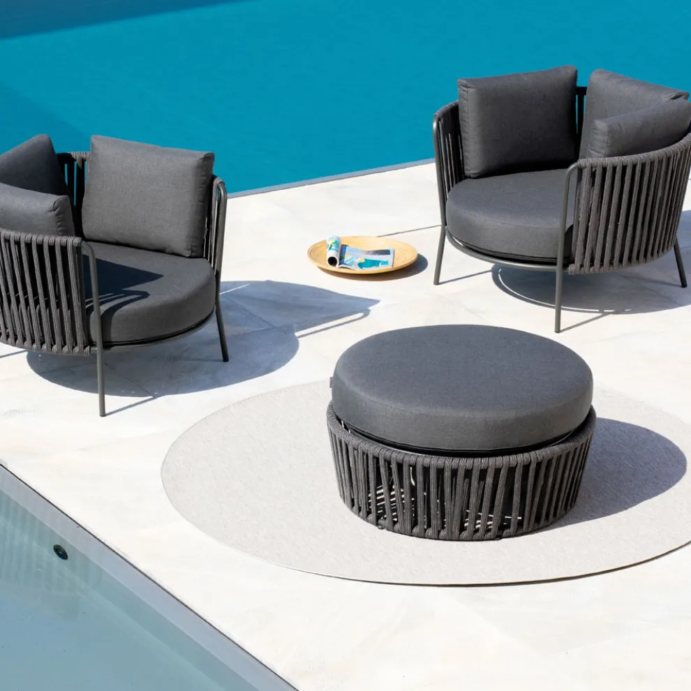 Gartenhocker aus Stahl und Seilkissen inklusive Made in Italy - Bronn