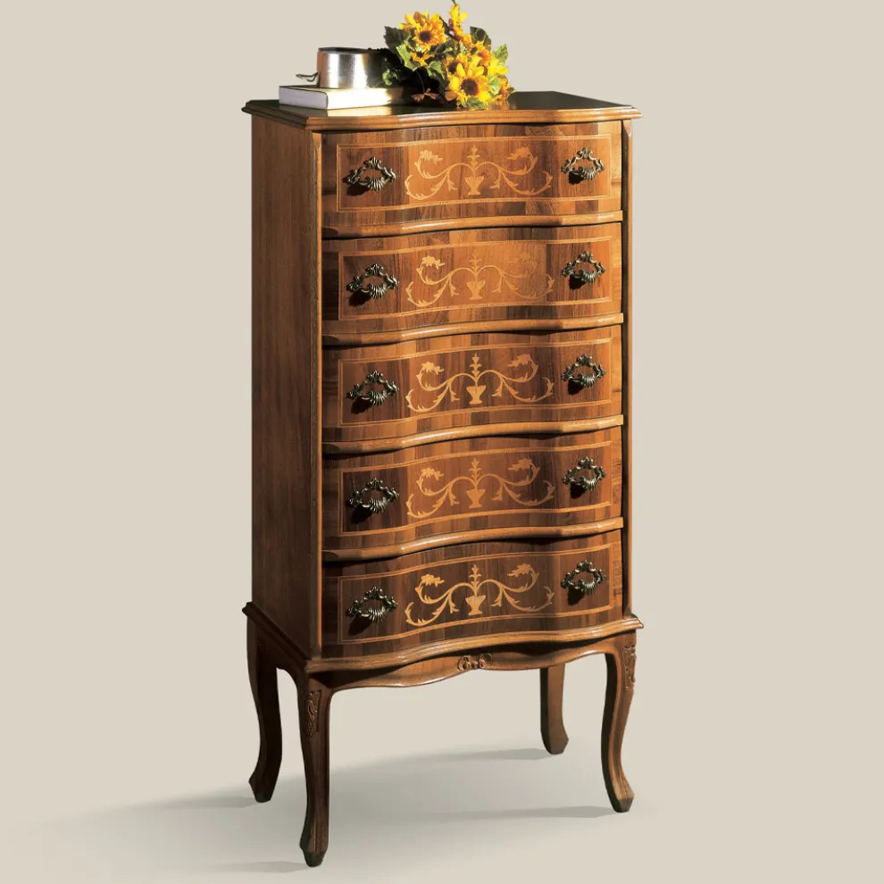 Kommode im klassischen Stil aus luxuriösem Walnussholz Made in Italy - Elegant