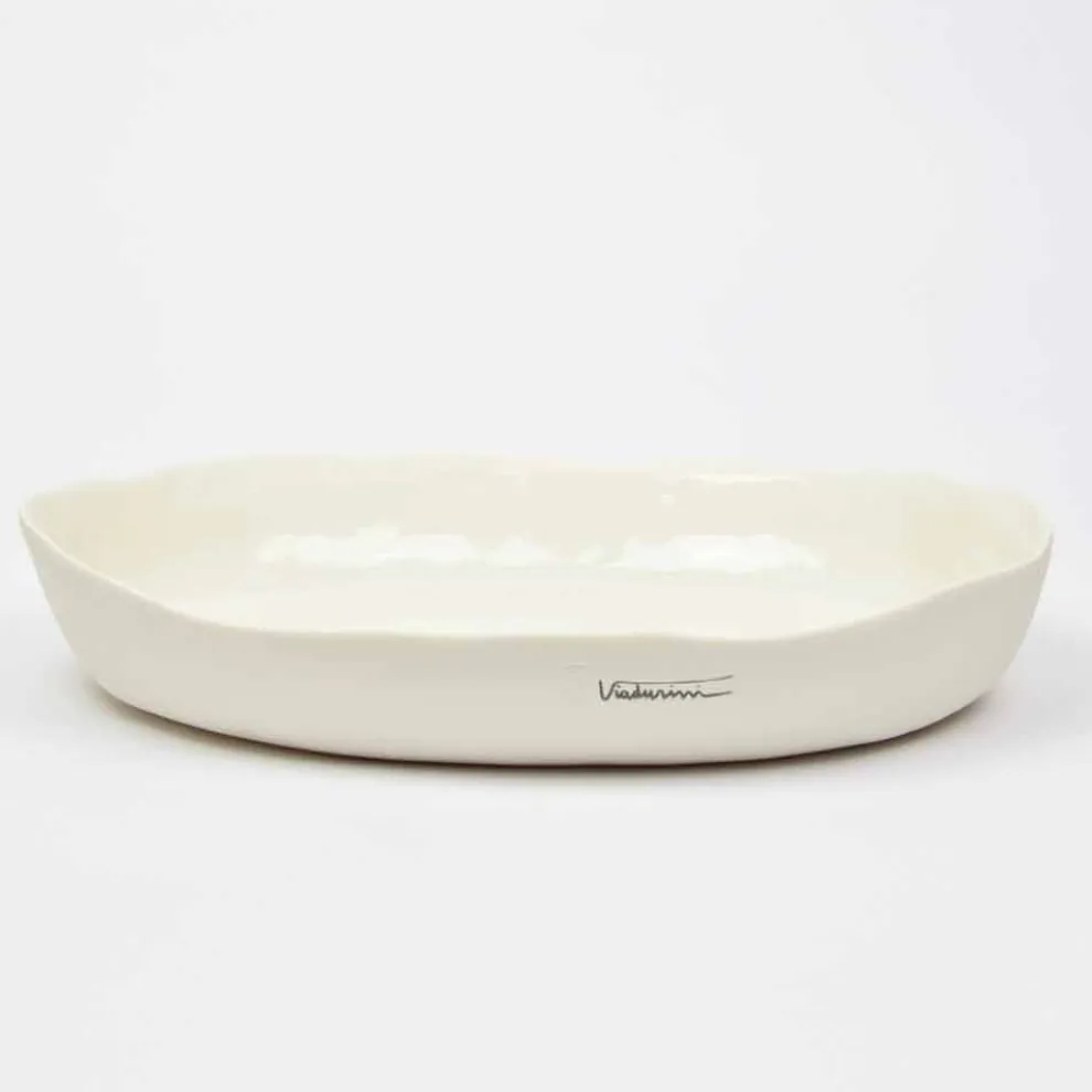 Luxus Design Weißes Porzellan Oval Servierteller - Arcimaesta