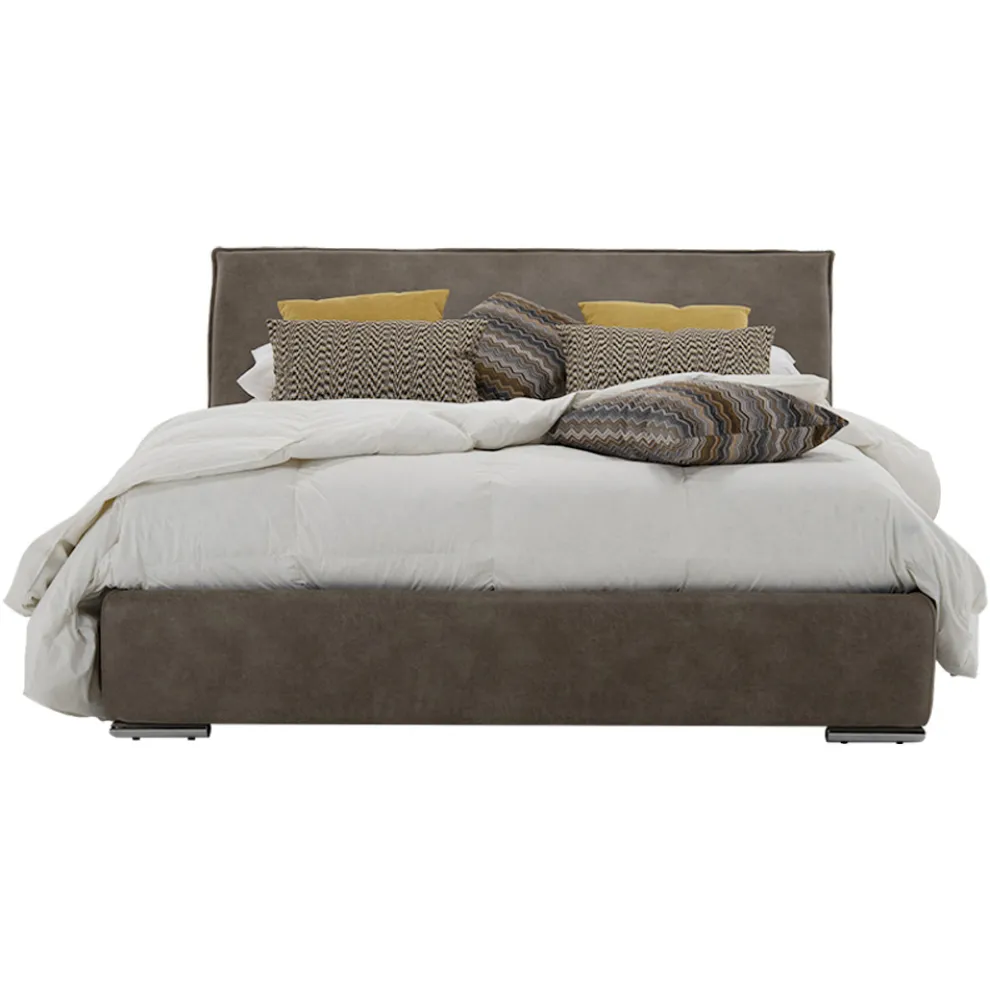 Doppelbett mit Behälter aus Stoff oder Kunstleder Made in Italy - Doremì