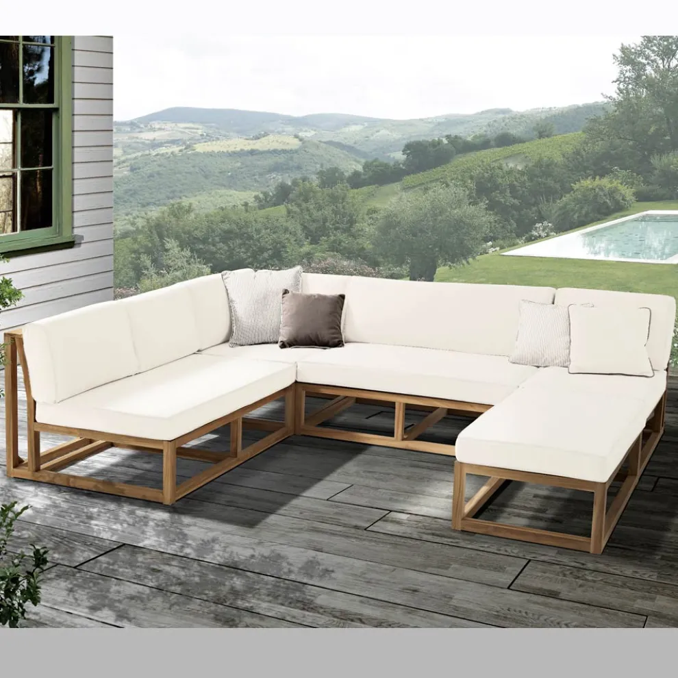 Gartenlounge aus Teak mit Kissen - Circe