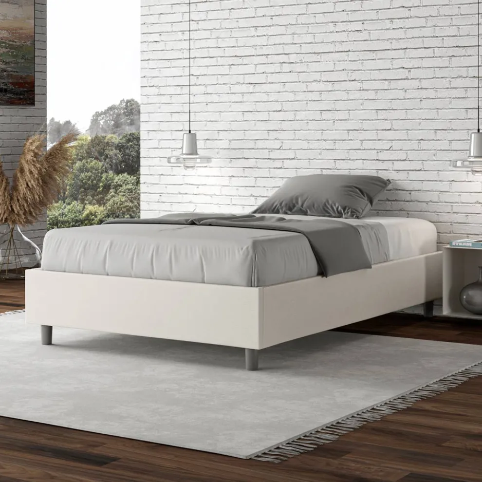 Doppelbett 140x200 cm mit Kunstleder bezogen Made in Italy - Atleta