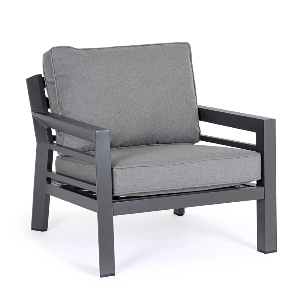 2 Gartensessel aus Aluminium und Stoffsitzkissen - Point