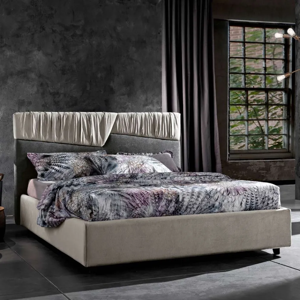 Modernes Design Doppelbett mit gefaltetem oder gestepptem Kopfteil - Alano