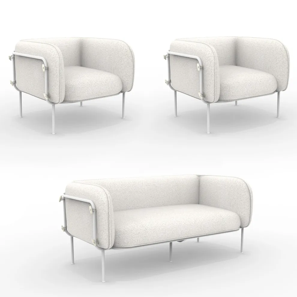 Gartenlounge mit 1 Sofa und 2 Sesseln Made in Italy - Planter