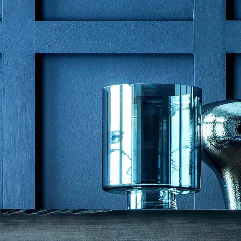 Zusammensetzung von 3 dekorativen Vasen aus dekorierter Keramik und Rauchglas - Monile