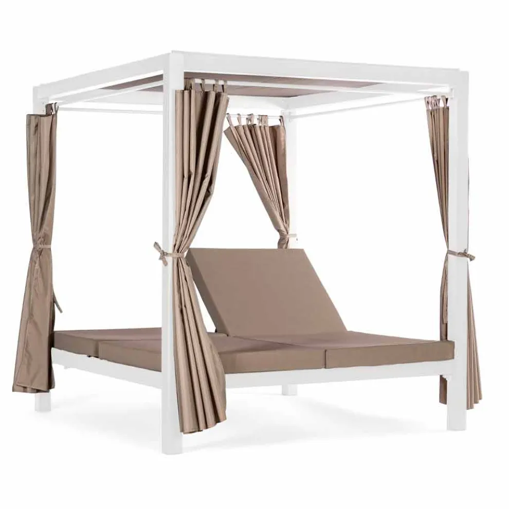 Tagesliege im Freien aus Textilene und Aluminium mit liegenden Rückenlehnen - Anastasia