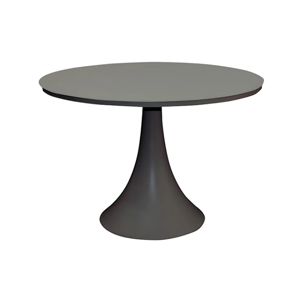 Runder Outdoor-Tisch aus pulverbeschichtetem Aluminium und Glas – Arcade