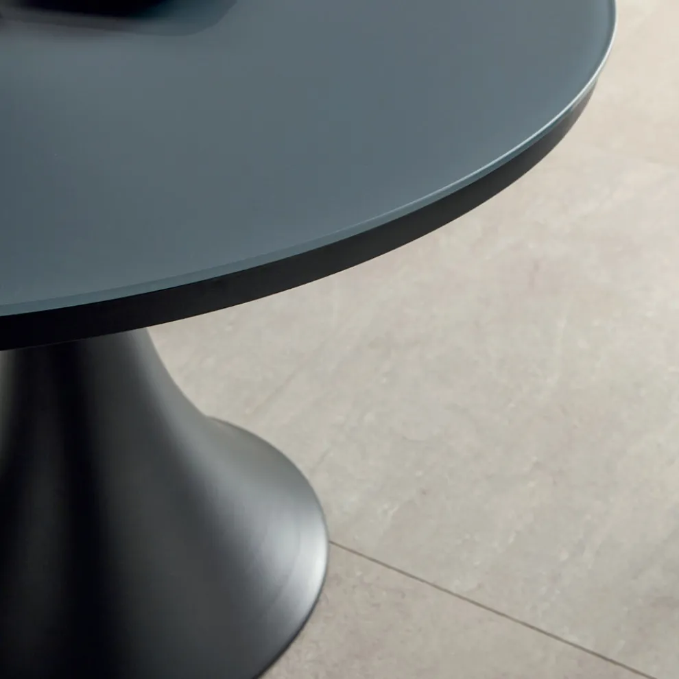 Runder Outdoor-Tisch aus pulverbeschichtetem Aluminium und Glas – Arcade