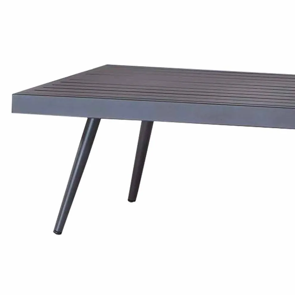 Rechteckiger Garten-Couchtisch aus anthrazit lackiertem Aluminium - Rasti