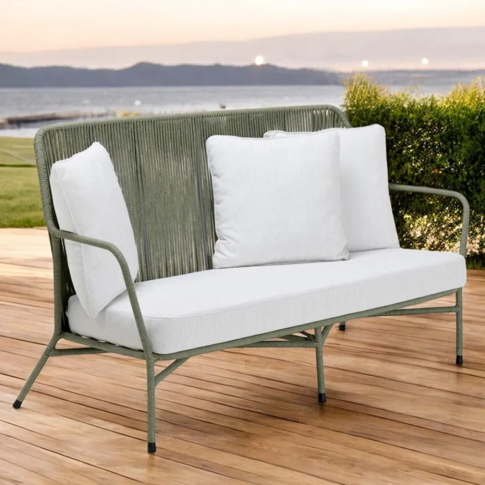 Gartensofa aus Aluminium und Seilgeflecht - Asteria