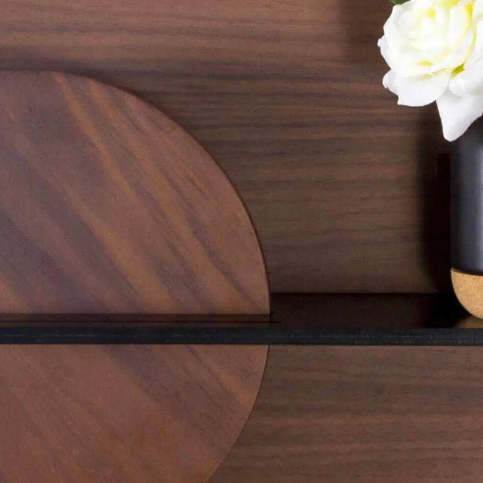 Modulares modernes Regal aus Nussbaum und schwarz lackiertem Sperrholz - Amena