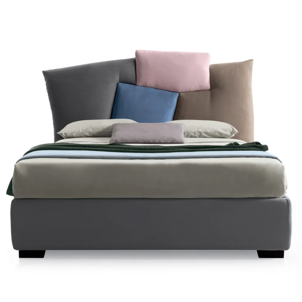 Gepolstertes Doppelbett mit Stoffbehälter - Belle