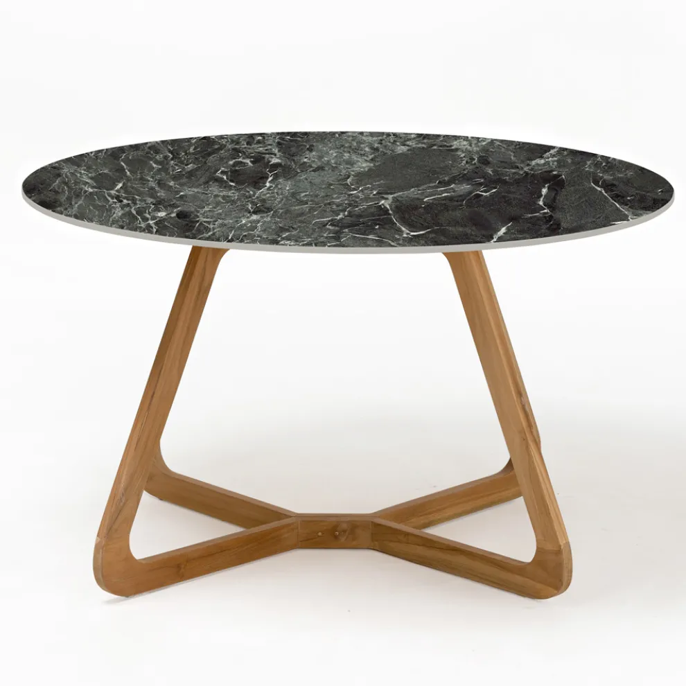 Runder Gartentisch aus grüner französischer Keramik, hergestellt in Italien - Pegaso