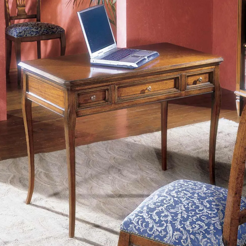 Schreibtisch mit 3 Schubladen aus Bassano-Holz, Frankreich, hergestellt in Italien – Adon