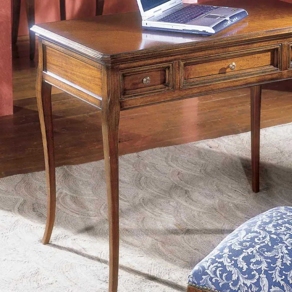 Schreibtisch mit 3 Schubladen aus Bassano-Holz, Frankreich, hergestellt in Italien – Adon