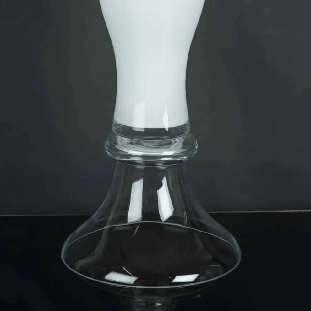 Hohe dekorative Vase aus transparentem und weißem Glas Made in Italy - Gondo