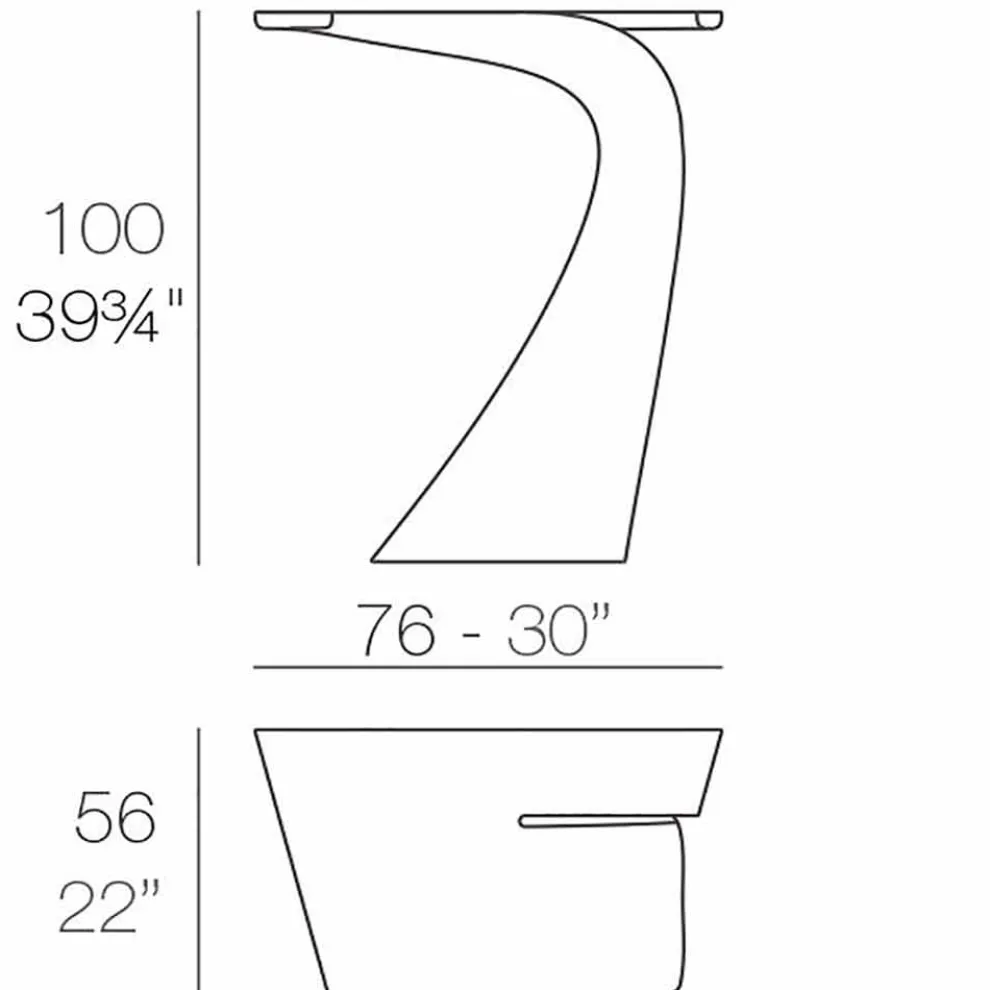 Hoher Außentisch H 100 cm Wing Vondom, modernes Design aus Polyethylen