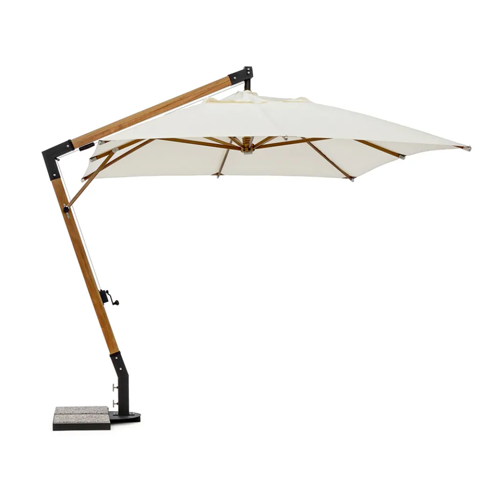 Sonnenschirm aus Holz und Ecru 3x4 Polyester, Homemotion - Passmore