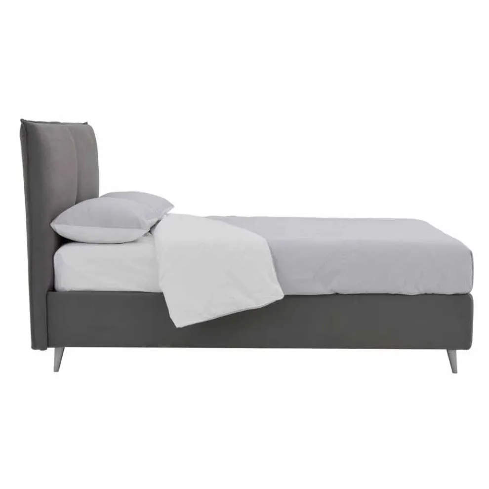 Abnehmbarer Doppelbettstoff, Holzfüße Made in Italy - Tampa