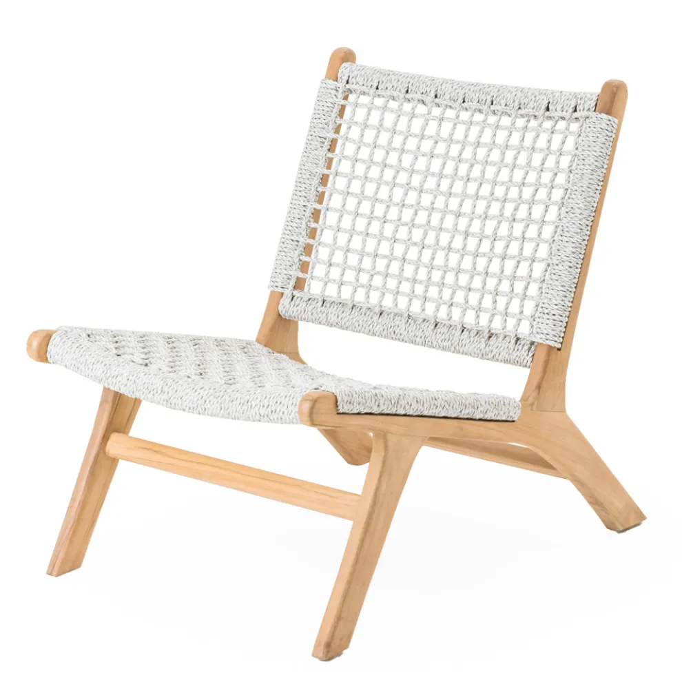 Outdoor-Relax-Sessel aus Teakholz und Seilgeflecht - Arjuna
