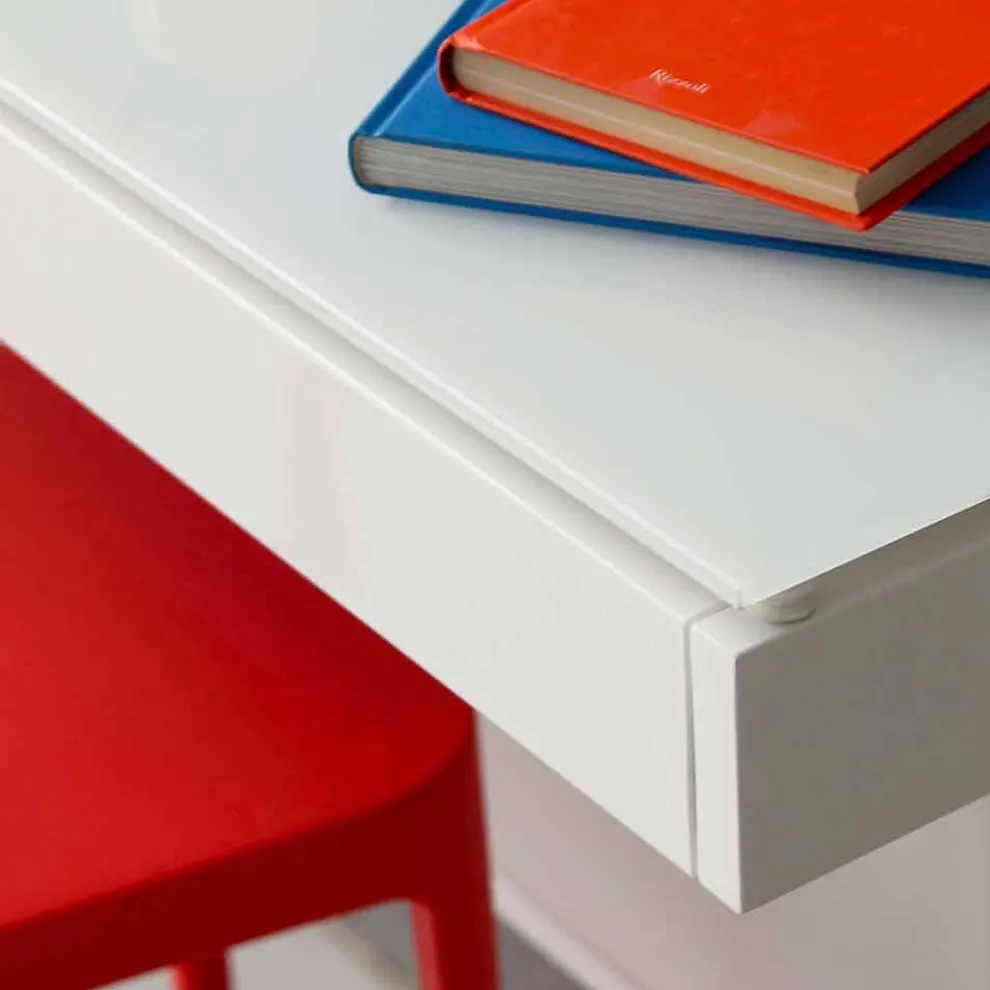 Abgehängter Schreibtisch aus Kristall mit Metallstruktur Made in Italy - Silicon