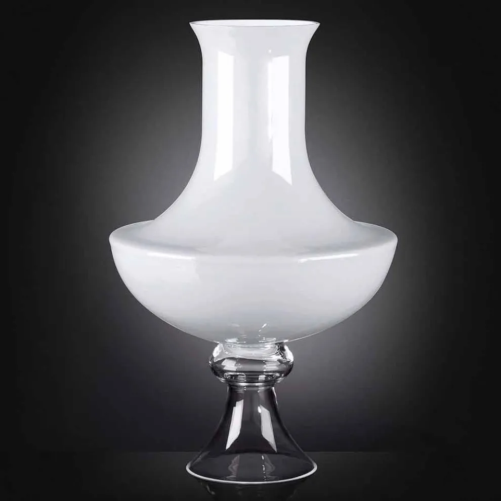 Moderne Indoor-Vase aus weißem und transparentem Glas Made in Italy - Portos